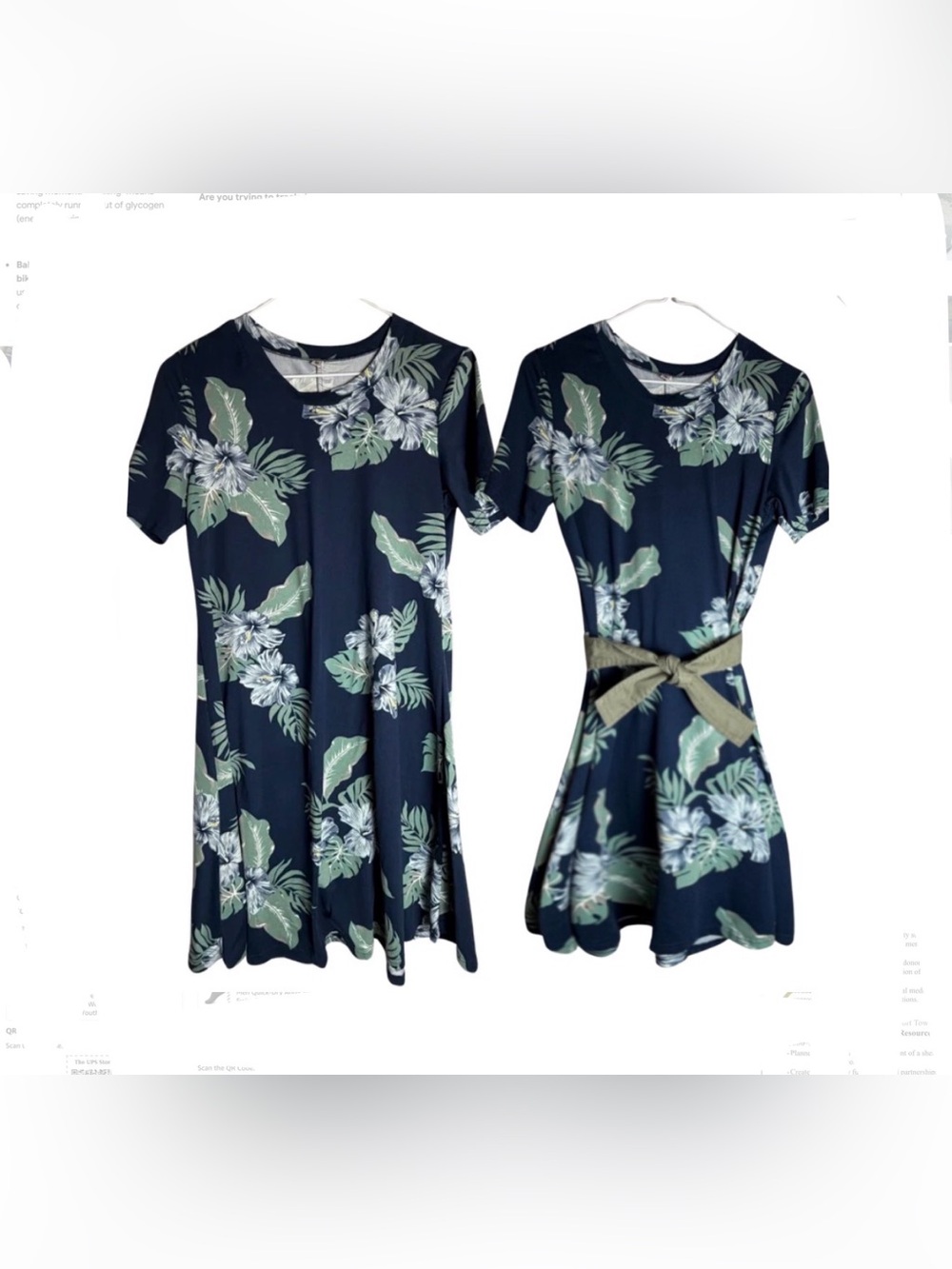 Navy Floral Short-Sleeve A-Line Dress